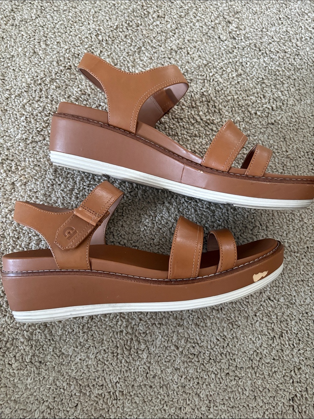 Cole Haan Cognac Triple-Strap Slingback Sandals - Picture 3 of 3